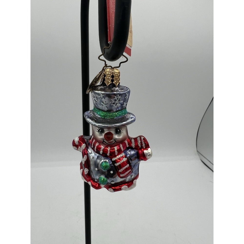 ⛄Christopher Radko Little Gems Sno‑Fun Snowman Gem Ornament – Handcrafted Glass